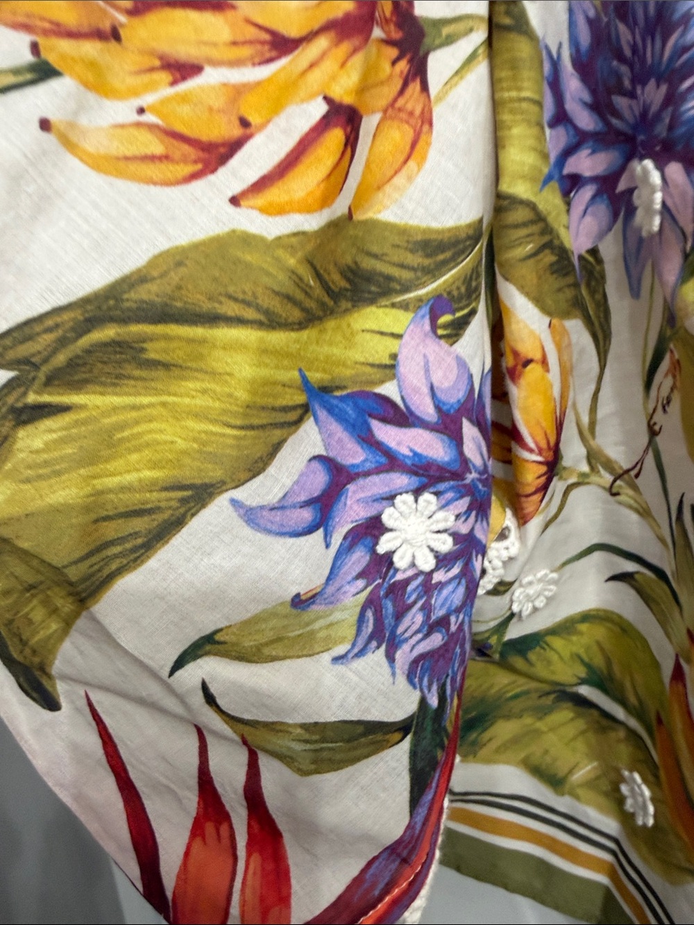 FARM Rio Blouse with Multicolor Floral & Parrot Print & 3D flowers - Picture 6 of 6